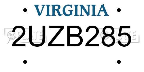 2UZB285 Virginia License Plate