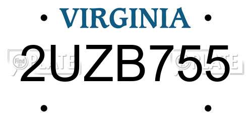 2UZB755 Virginia License Plate