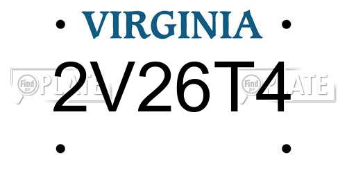 2V26T4 Virginia License Plate