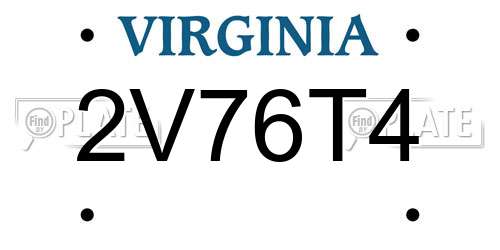 2V76T4 Virginia License Plate