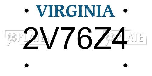 2V76Z4 Virginia License Plate