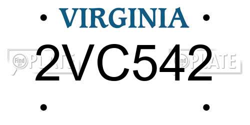 2VC542 Virginia License Plate