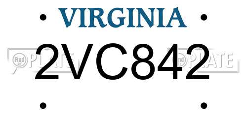 2VC842 Virginia License Plate