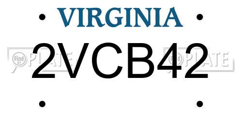 2VCB42 Virginia License Plate