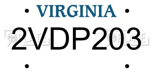 2VDP203 Virginia License Plate