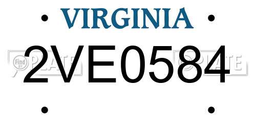 2VE0584 Virginia License Plate