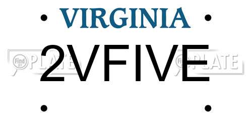 2VFIVE Virginia License Plate