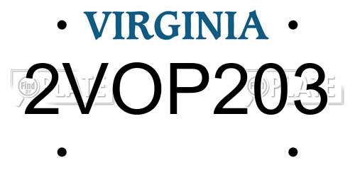 2VOP203 Virginia License Plate