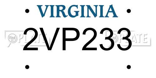 2VP233 Virginia License Plate