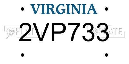 2VP733 Virginia License Plate