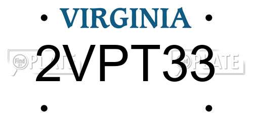 2VPT33 Virginia License Plate