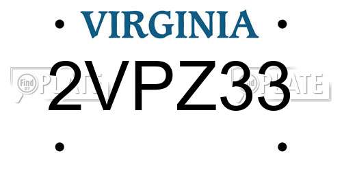 2VPZ33 Virginia License Plate