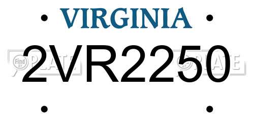2VR2250 Virginia License Plate