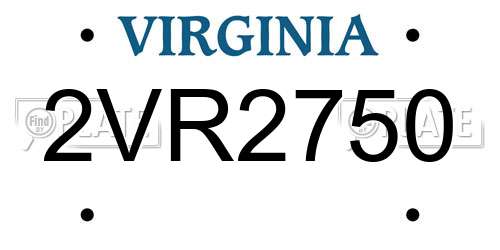 2VR2750 Virginia License Plate