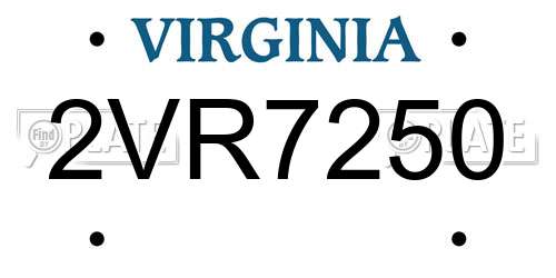 2VR7250 Virginia License Plate