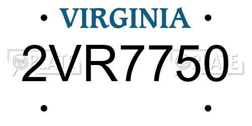 2VR7750 Virginia License Plate