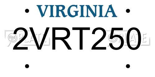 2VRT250 Virginia License Plate