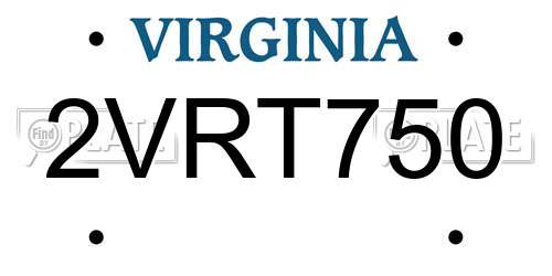 2VRT750 Virginia License Plate