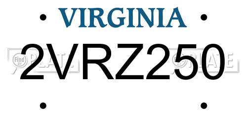 2VRZ250 Virginia License Plate
