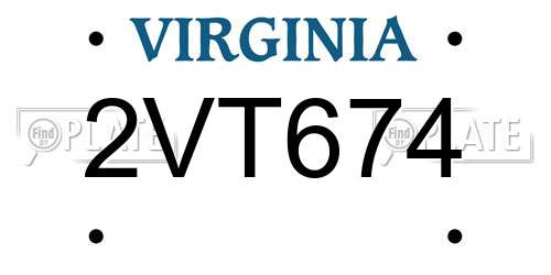 2VT674 Virginia License Plate
