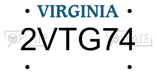2VTG74 Virginia License Plate