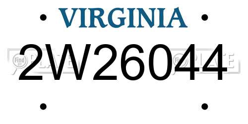 2W26044 Virginia License Plate