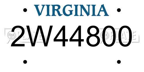 2W44800 Virginia License Plate