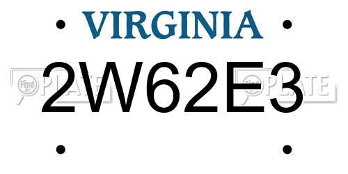 2W62E3 Virginia License Plate