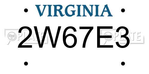 2W67E3 Virginia License Plate