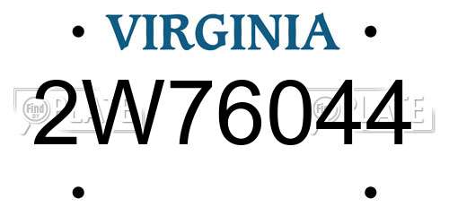 2W76044 Virginia License Plate