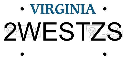 2WESTZS Virginia License Plate