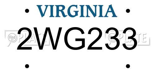 2WG233 Virginia License Plate