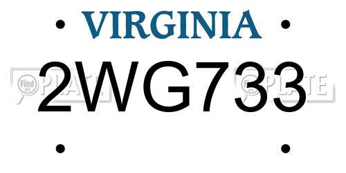 2WG733 Virginia License Plate