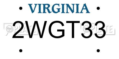2WGT33 Virginia License Plate