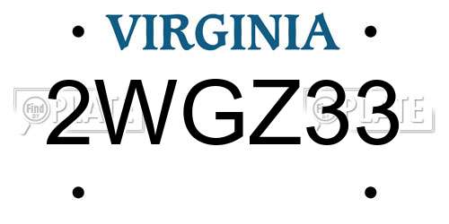 2WGZ33 Virginia License Plate