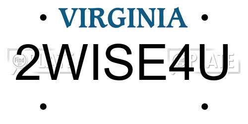 2WISE4U Virginia License Plate