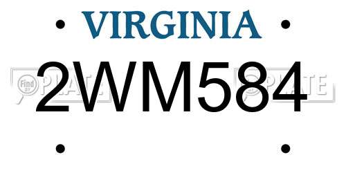 2WM584 Virginia License Plate