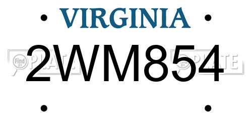 2WM854 Virginia License Plate