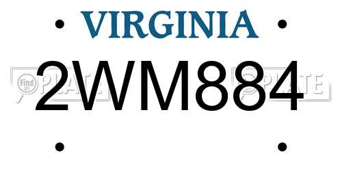 2WM884 Virginia License Plate
