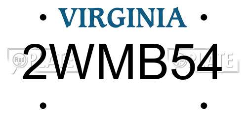2WMB54 Virginia License Plate