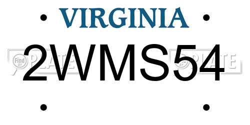 2WMS54 Virginia License Plate