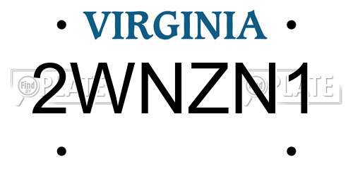 2WNZN1 Virginia License Plate