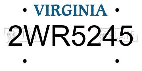 2WR5245 Virginia License Plate