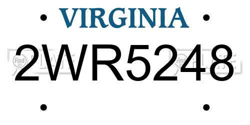 2WR5248 Virginia License Plate