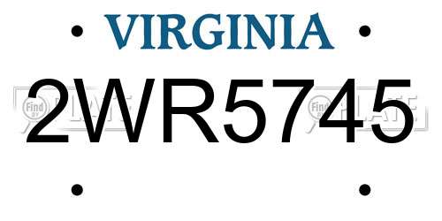 2WR5745 Virginia License Plate