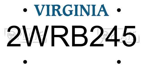 2WRB245 Virginia License Plate