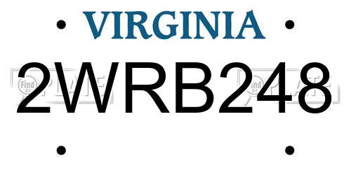 2WRB248 Virginia License Plate