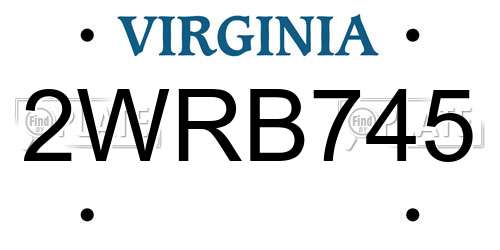 2WRB745 Virginia License Plate