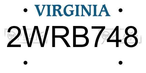 2WRB748 Virginia License Plate