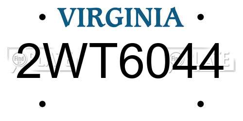 2WT6044 Virginia License Plate